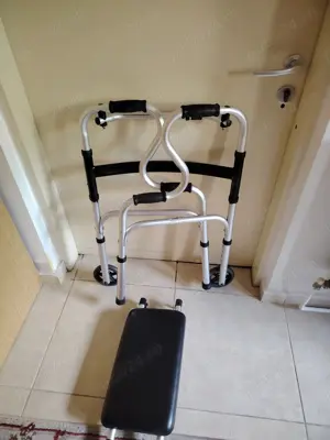 Cadru de mers cu 2 roti si suport pentru sezut, reglabil si pliabil - imagine 3