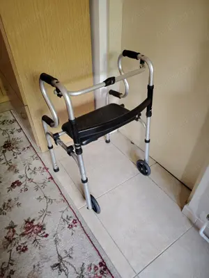 Cadru de mers cu 2 roti si suport pentru sezut, reglabil si pliabil - imagine 4