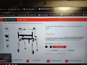 Cadru de mers cu 2 roti si suport pentru sezut, reglabil si pliabil - imagine 5