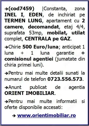 Inel 1, Eden, decomandat, 2 camere, gaze, mobilat, inchirieri Constanta - imagine 8