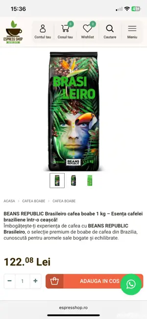 Cafea boabe Brasileiro 100% Arabica, Beans Republic, 1 kg - imagine 5