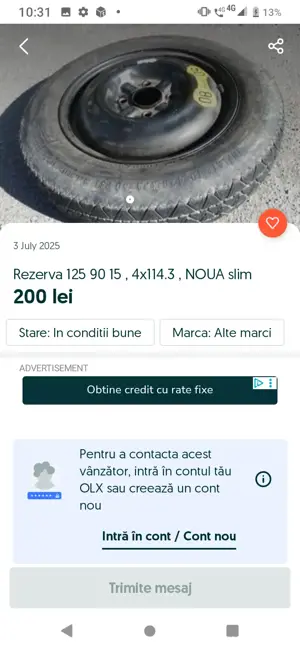 Anvelope Cauciucuri Jante tabla AliaJ Rezerva Slim logan , megane , opel , 225 60 18 , 4x100 114.3 - imagine 5