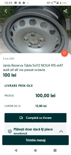 Anvelope Cauciucuri Jante tabla AliaJ Rezerva Slim logan , megane , opel , 225 60 18 , 4x100 114.3 - imagine 2