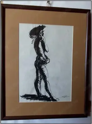 Tuș semnat, lucrare veche deosebită