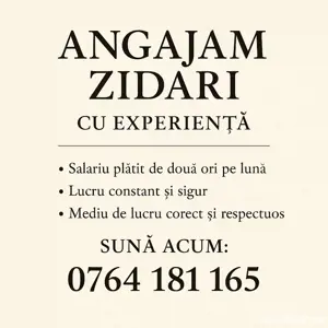 Angajam zidari in jud.Alba