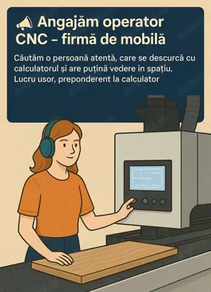 Angajăm operator CNC mobilier Campulung Muscel