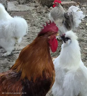 Cocoșei  mătase japoneză culoare albă  - imagine 2