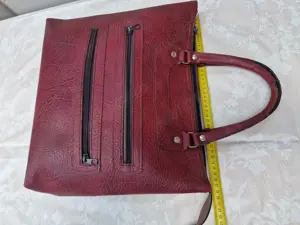 Geanta dama, Shopper, Sacosa, Poseta cu manere, Rosu, 38 x 30 cm - imagine 5