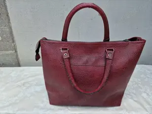 Geanta dama, Shopper, Sacosa, Poseta cu manere, Rosu, 38 x 30 cm - imagine 2