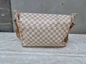 Louis Vuitton, poseta dama, geanta messenger din piele ecologica, Bej - imagine 2