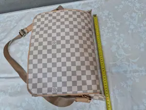 Louis Vuitton, poseta dama, geanta messenger din piele ecologica, Bej - imagine 5