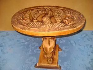 SALONAS AFRICA lemn masiv sculptura in lemn masiv nobil.Masa-2scaune-Trib luptatori antici-STATUIETE - imagine 4