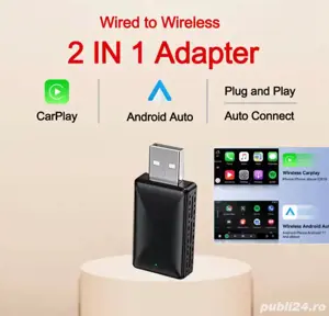 Adaptor wireless 2 in 1 Carplay, Android Auto - imagine 2