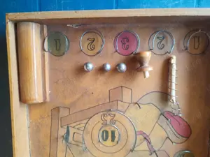 Vechi joc de pindball, din lemn, starea din poze, circa anii '50 - imagine 2