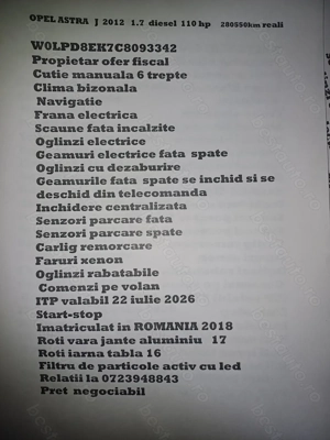 Opel astra j 2012 motor 1.7 diesel 110 hp