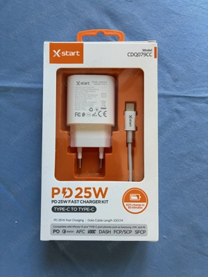 Incarcator iPhone 15 16, Cablu Type-C 1M + Adaptor X-Start CDQ079CC, Transfer date, Fast Charging 25