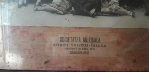 Tablou interbelic cu Societatea Muzicala Sfintii Voivozi Telega 1923 - imagine 2