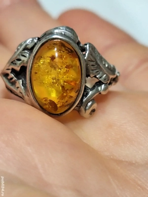 Frunzulite-Superb Inel-Unicat-din Argint-cu Chihlimbar natural