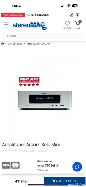 Arcam SOLO Mini Amplificator CD Mp3 Bluetooth USB DAC Tuner DAB FM Preț de Magazin 4300 Lei