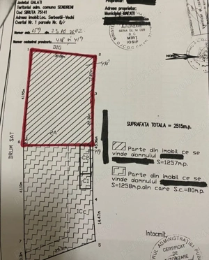 De vânzare 1257 mp intravilan-curti construcții Serbestii Vechi- Galați  - imagine 2