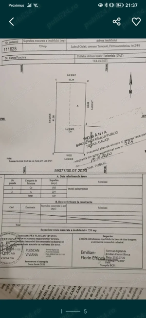 Vând teren intravilan în Tulucesti (740m2)