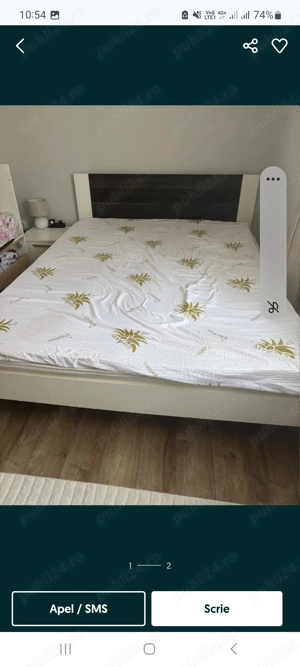 Pat dublu matrimonial,  comoda,saltea,dulap