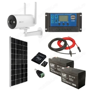 Sistem OFF GRID 340W cu 2 panouri fotovoltaice 170W, acumulator 12V 100AH REBEL, Controler, Cablu de