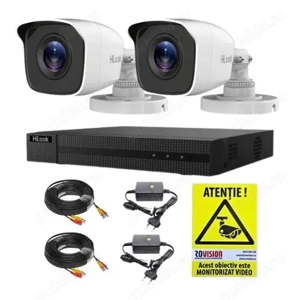 Sistem supraveghere analog Hikvision Hilook, 2 camere 2 MP, lentila 2.8mm, IR 20m, DVR 4 canale 4 MP