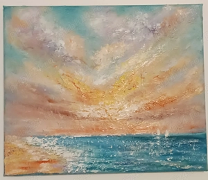 Vând tablou pictat manual in ulei pe panza întinsă pe șasiu de lemn - imagine 3