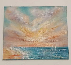 Vând tablou pictat manual in ulei pe panza întinsă pe șasiu de lemn - imagine 2