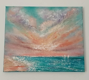 Vând tablou pictat manual in ulei pe panza întinsă pe șasiu de lemn - imagine 4