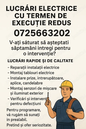 Instalații electrice complete + finisaje interioare