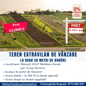 Teren 3585 mp – 26 m de Dun #259;re – DN57, Macesti