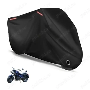 Prelata moto husa motocicleta neagra XXL puf interior 245x125x105cm impermeabila. Protejeaza impotri - imagine 7
