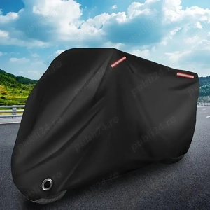Prelata husa neagra moto scuter motocicleta L 220cmx95cmx110cm­ poliester elastic intins fata spate 
