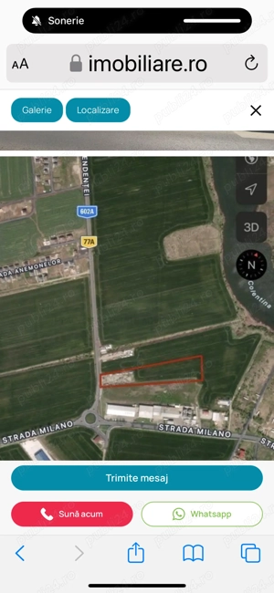 Ofer spre vânzare teren intravilan Buftea 12.350 mp lângă A0