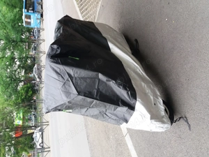 Prelata husa neagra cu argintiu moto scuter XXL 245cmx125cm­x105cm elastic fata spate inchidere cu c - imagine 10