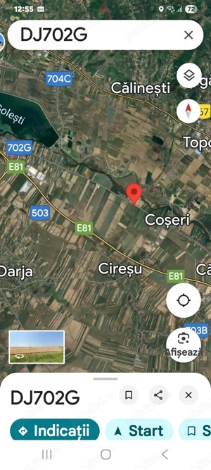 Vand 5,5 ha teren curti-constructii, Cateasca, Arges cu deschidere DJ de aprox. 130 m