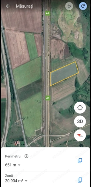 Vand teren 45000 mp A1 KM 57 front A1 DN7  ( 2 parcele )  - imagine 3