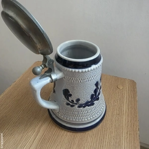 Halba de bere 0,5l ceramica cu capac  - imagine 3