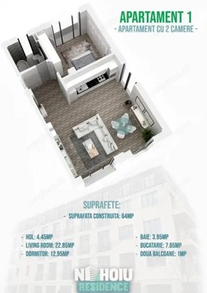 Apartament cu 2 Camere de vanzare in Nehoiu Ultracentral - imagine 4