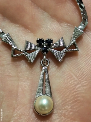 Superb Colier-fundita-cu 3 safire si perla naturala - imagine 2