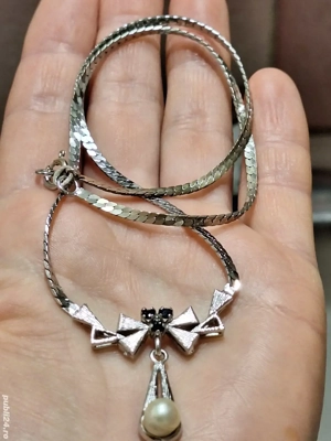 Superb Colier-fundita-cu 3 safire si perla naturala - imagine 3