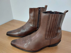Ghete Cowboy piele naturală - măsura 46 (12 US) toc bloc 5cm  - imagine 2