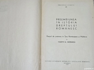 Carte de colecție ! Preemțiunea în istoria dreptului românes.