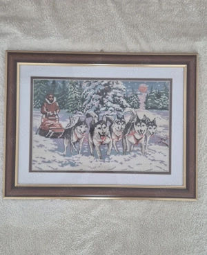 Tablou goblen lucrat manual, inramat