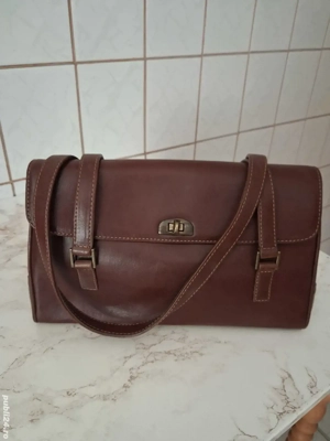 Poșetă piele naturală maro