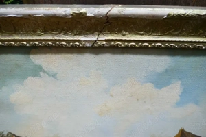 Tablou Naiv - Peisaj  Scena cu Nomazi la Corturi Ulei  Panza 70 50cm  Rama - necesita - imagine 3