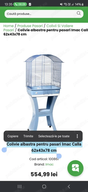 Vanzare colivie albastra