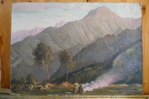 Ary Murnu (1881-1971) TABLOU Peisaj de tara  munte Ulei pe Carton 70 50 cm